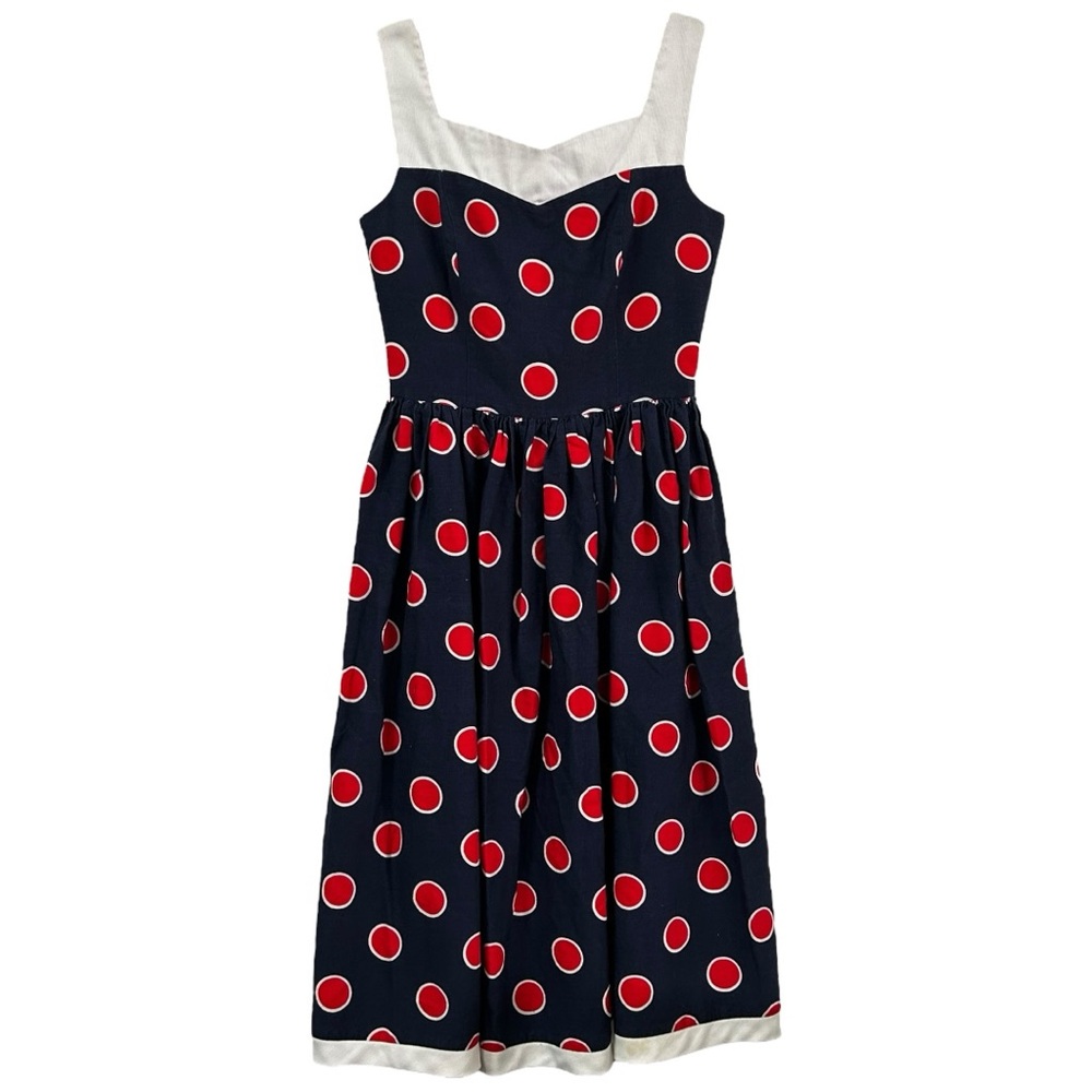 Antonia Collection Women’s Vintage Sleeveless‎ Polka Dot Midi Dress  Sz 8
